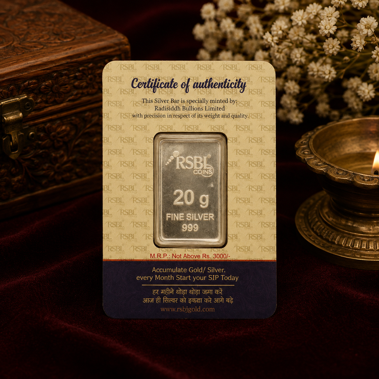 10g to 20g 999 Fine Silver Biscuit Bar
