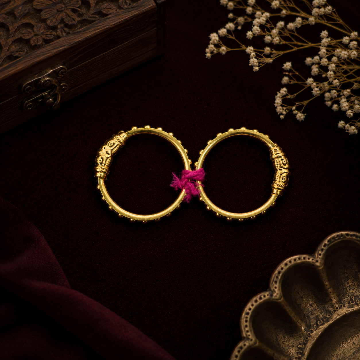 Beaded Gold Hoop Earrings at Sagar Jewellers
