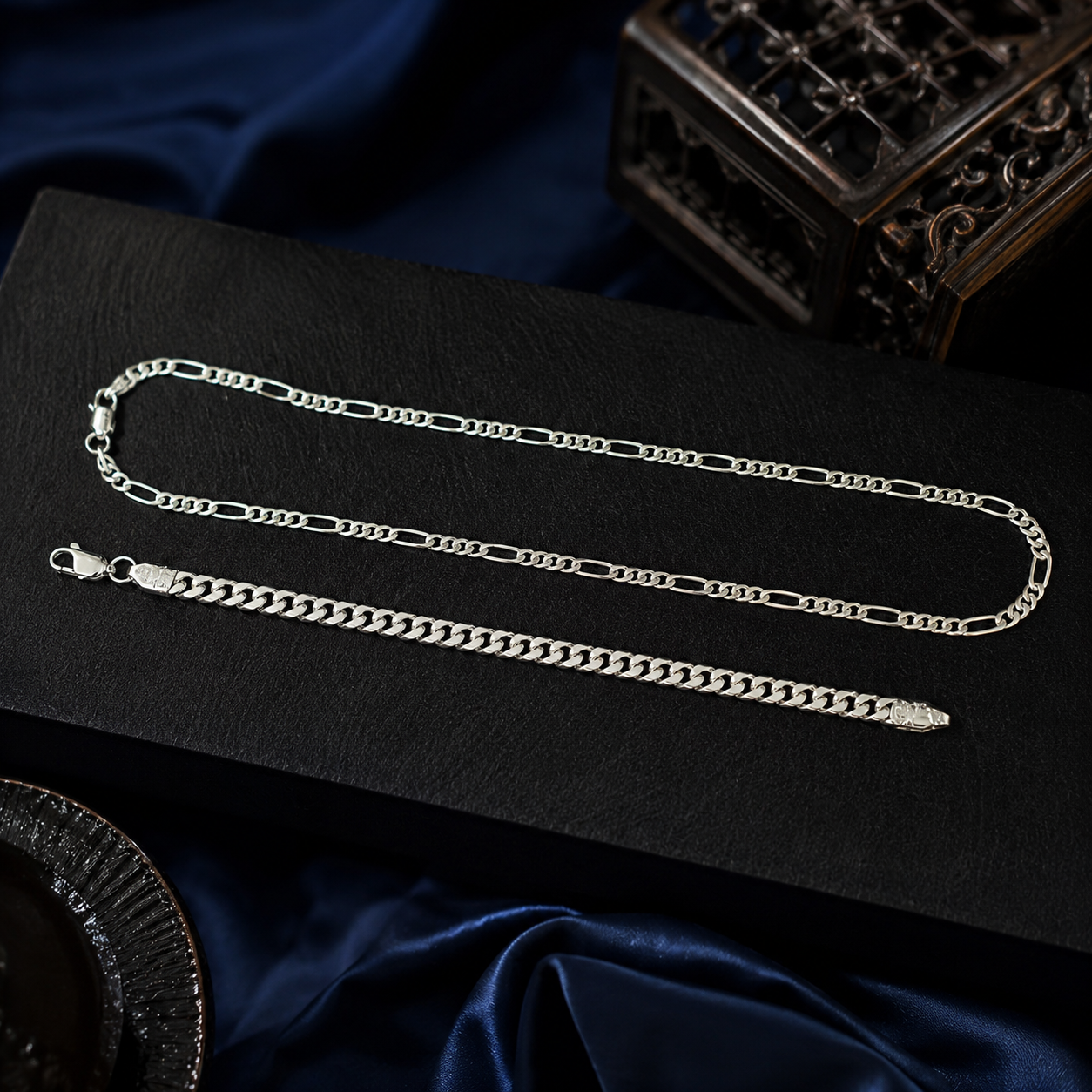 Men's Silver Chain and Bracelet