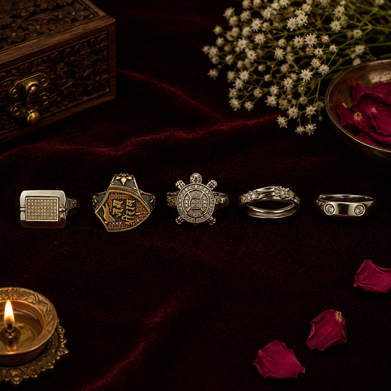 Men's Silver and Diamond Rings